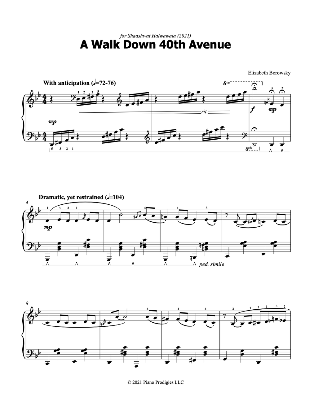 A Walk Down 40th Avenue (6-Late Intermediate) — Elizabeth Borowsky